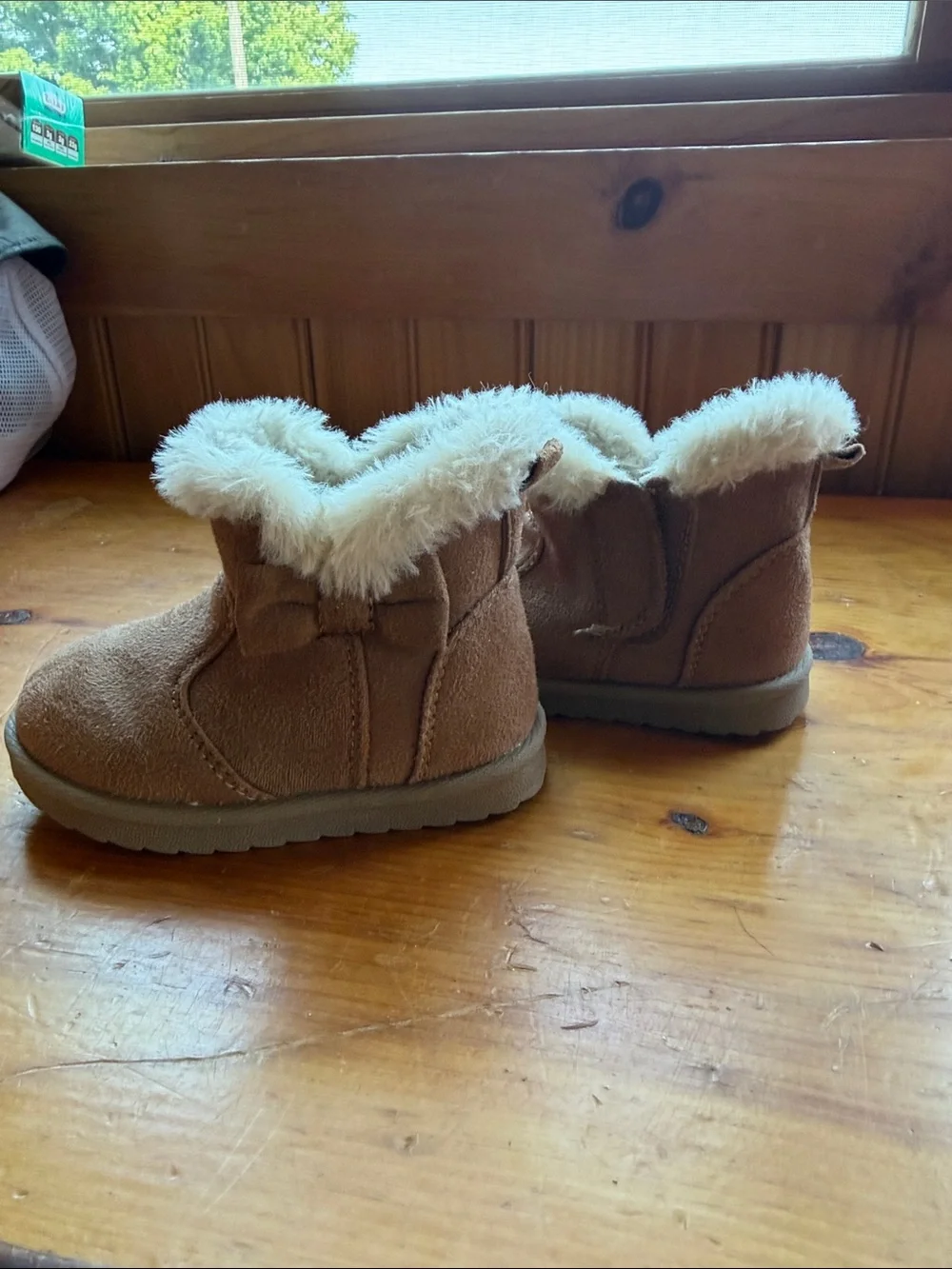 wonder nation Brown Faux-Fur Cuffed Toddler Boots